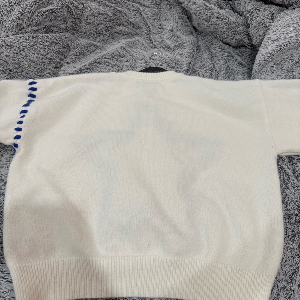 White and Blue Star Pattern Sweater - Picture 2 of 2